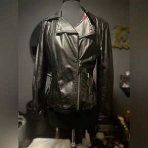 Faux leather moto jacket